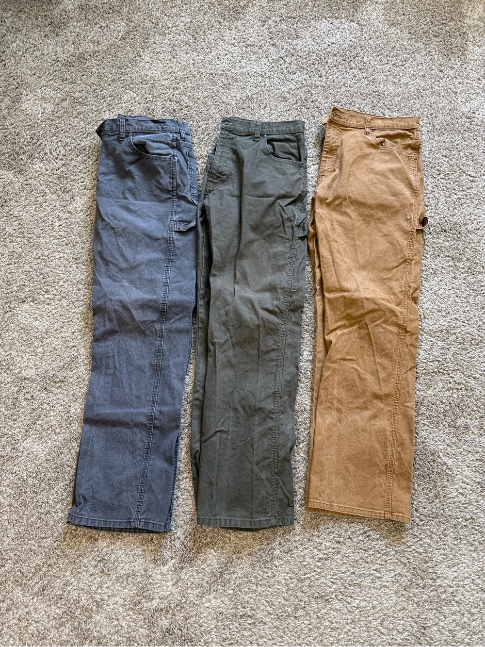 Dickies Men's Cargo Pants in Blue, Green, and Brown - Classic Utility Trio